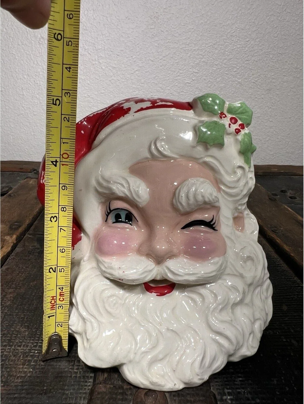 Rare Vintage Winking Santa Planter 1957 Conrad Ceramics